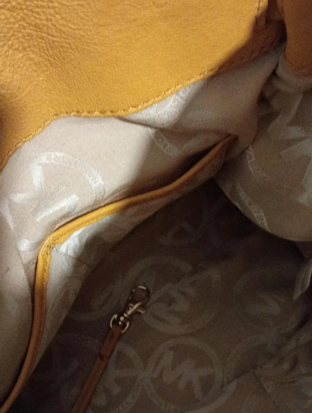Michael Kors Yellow Leather Satchel with Gold-Tone MK Lock